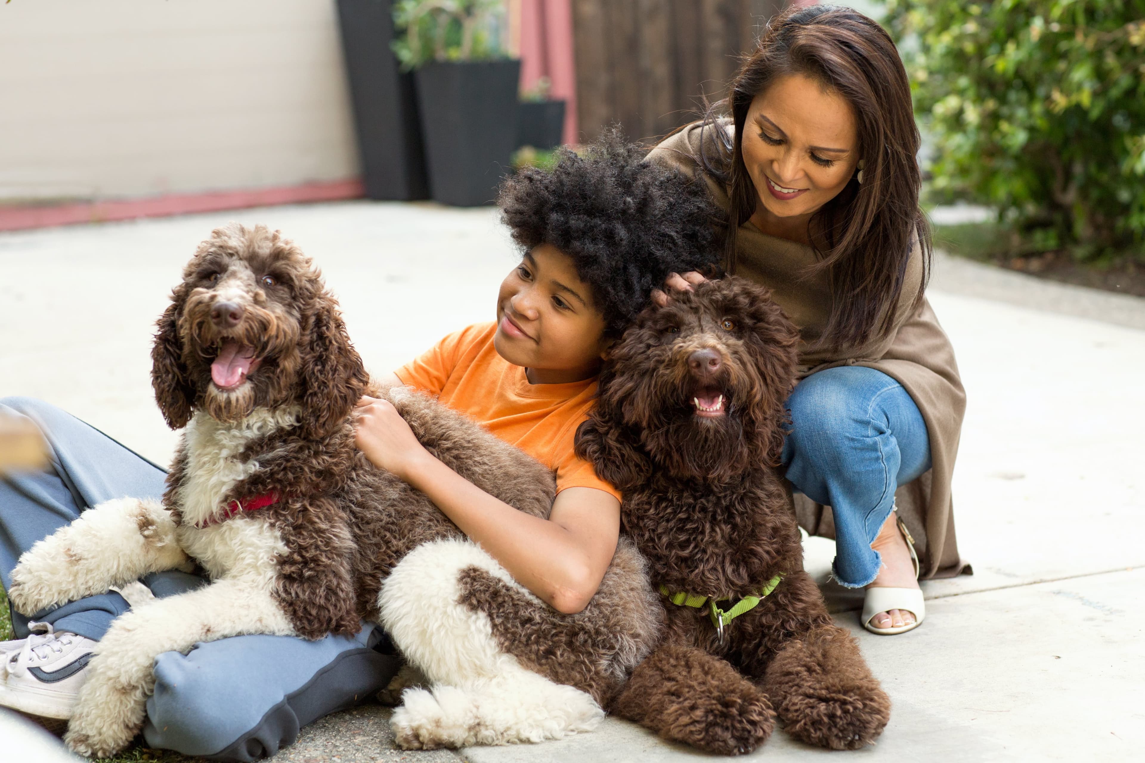 family with dog