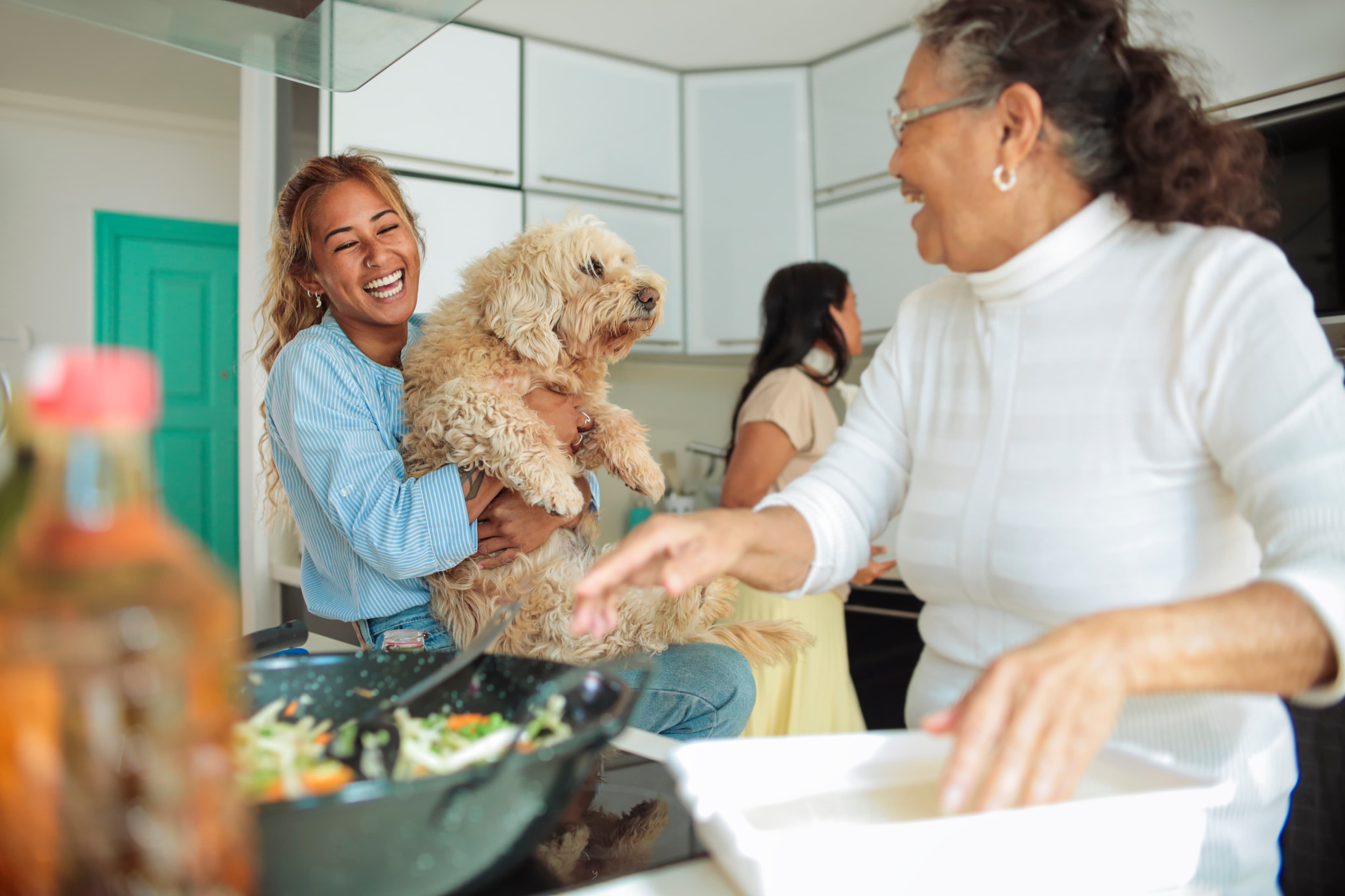 family with dog